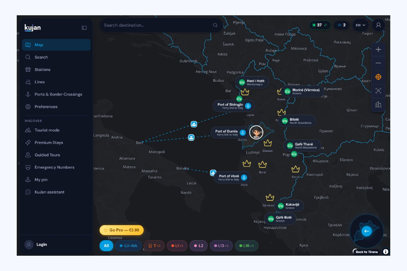 KuJan — Live Buses, Trains & City Guide · Albania