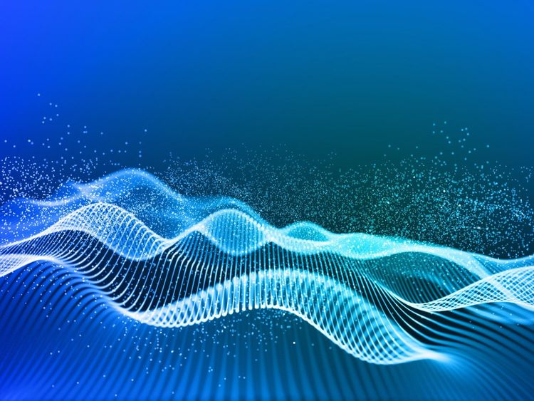 Digital wave representing global AI investment momentum.